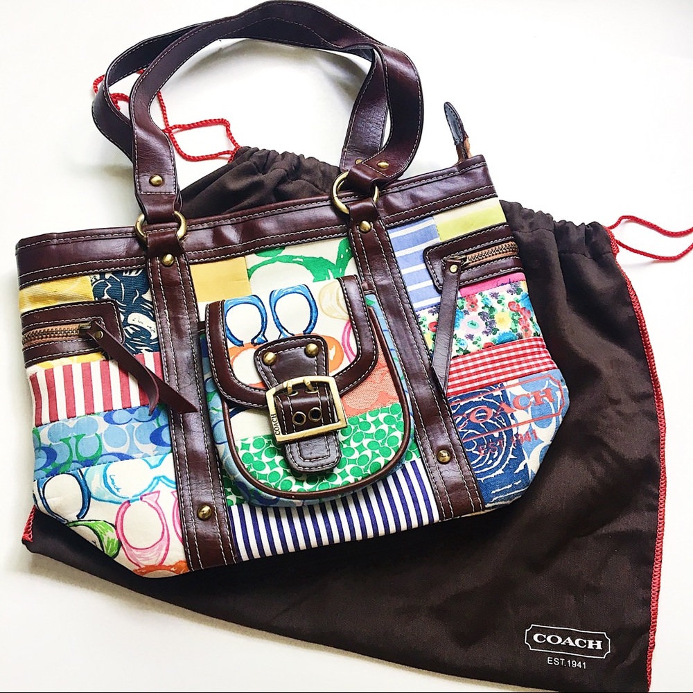 Coach Hamptons Patchwork Leather Hand Bag